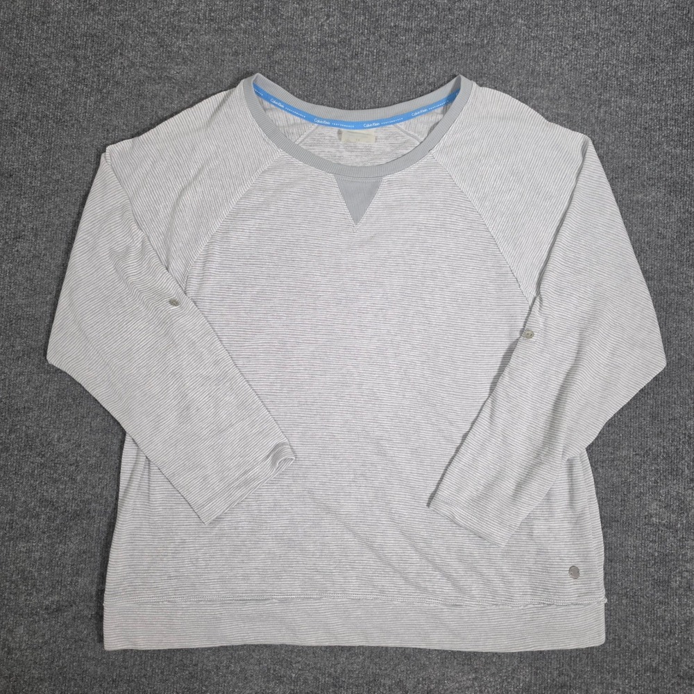 Calvin Klein‎ Performance Womens 2X Gray Striped Raglan Long Sleeve Top DRY
